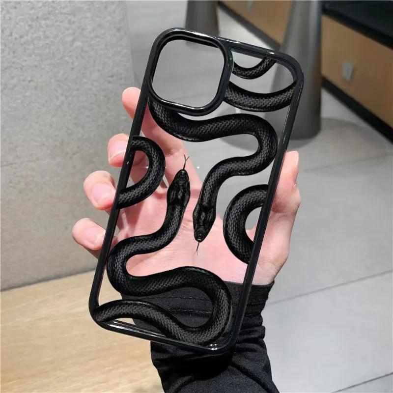 Роскошный прозрачный чехол Золотая Змея для IPhone 16 12 14 13 11 Pro Max Mini X XR XS 15 8 Plus Чехол Дракон Fundas для IPhone 13 Чехол