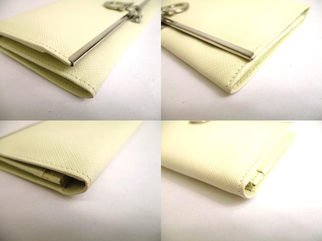 Authentic Salvatore Ferragamo Gancini Pearl White Leather Flap Long Wallet #a891  Refurbished