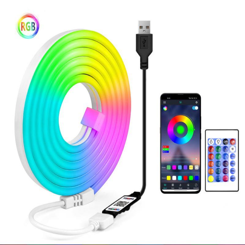 5V RGB Bluetooth Светодиодная Неоновая Лента - USB, Гибкая, Полноцветная, Водонепроницаемая, DIY Освещение Атмосферы