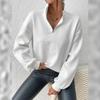 Women's Sweatshirt Loose Waffle Casual Top Solid Color Stand Collar Zipper Long Sleeve Stitching Fashion Pullover