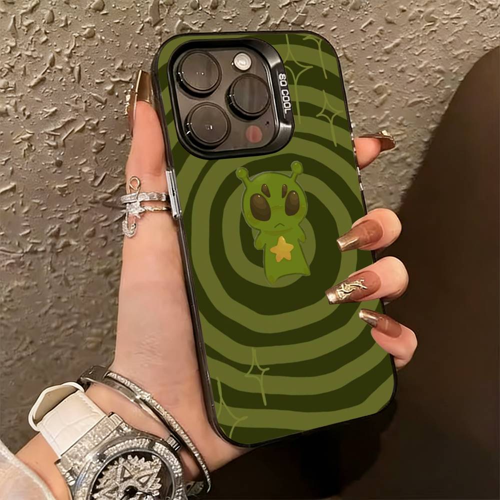A-инопланетный кот Зеленый чехол для телефона для iPhone 17,16,15,14,13,12,11 Plus,Pro Max,XS,Красочный серебристый чехол для телефона Funda Cover