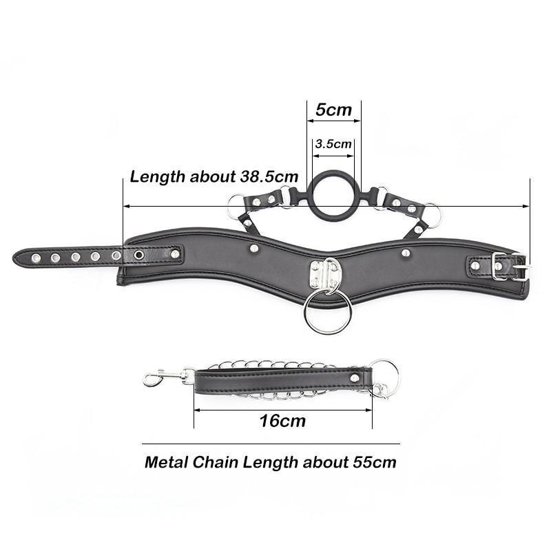 Black Posture Collar O Ring Gag Chain Leash   Restraints Collars & Leashes