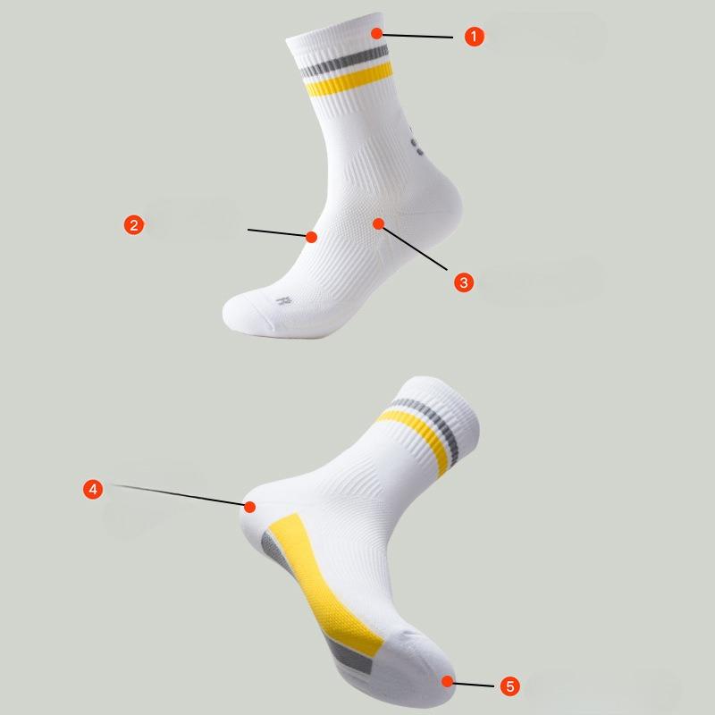 Мужские спортивные носки для бега, баскетбольные амортизирующие и износостойкие, махровые впитывающие пот, устойчивые к запаху и дышащие носки средней длины
