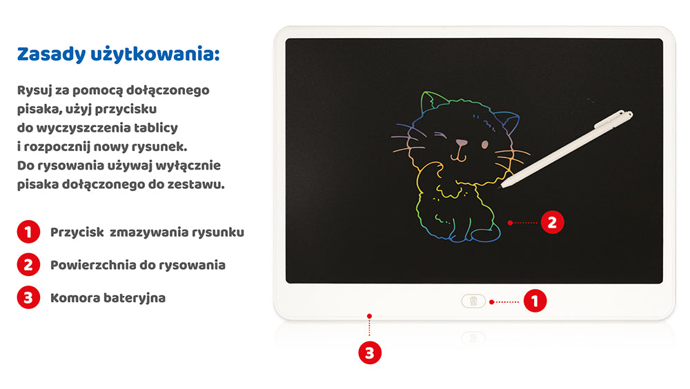 Large color drawing tablet with stylus - 16 inches