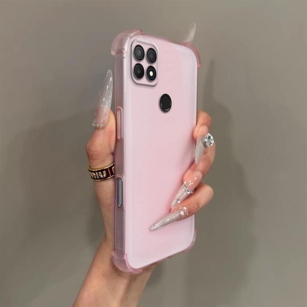 Matte Transparent Phone Case for OPPO A15s A15 Frosted Semi-Clear Protective Shell