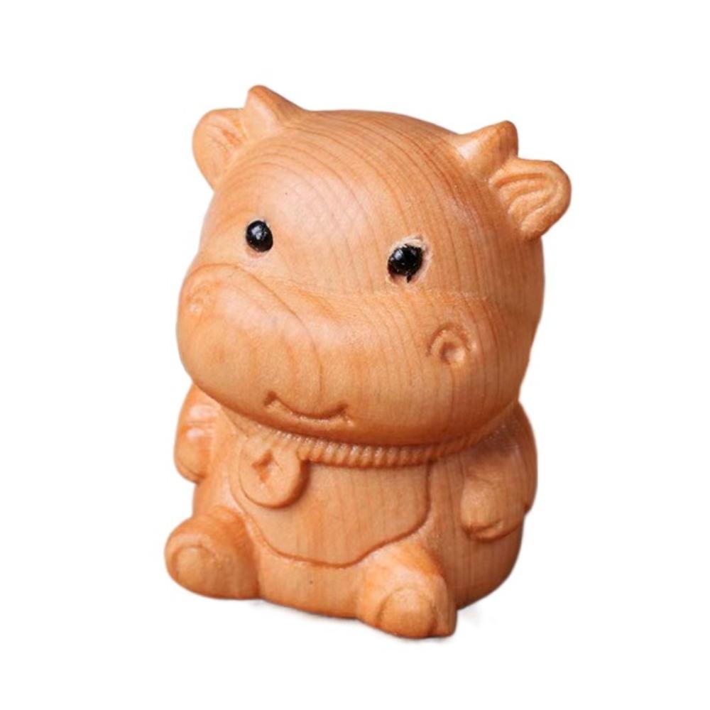 Резьба по дереву Китайский зодиак Поделки Мини Фигурка Украшение для рабочего стола Новое деревянное новогоднее украшение