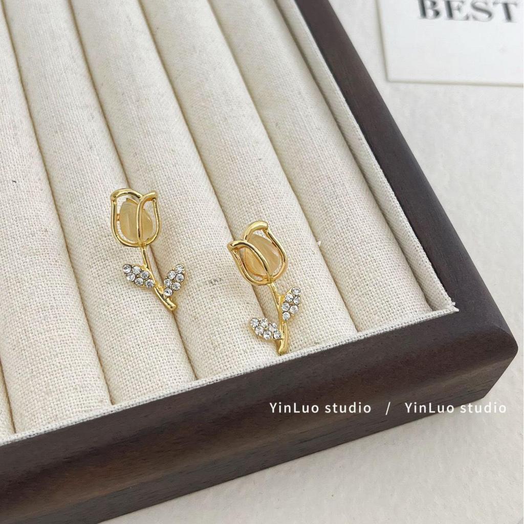 «Серьги-иглы Майяра 925»: "Янтарный жемчуг в стиле ретро для осени/зимы"