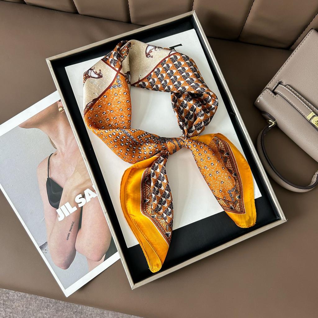 Шелковый шарф женский модный универсальный высокий смысл 70 квадратный шарф защита шеи шарф ретро шарф сумка