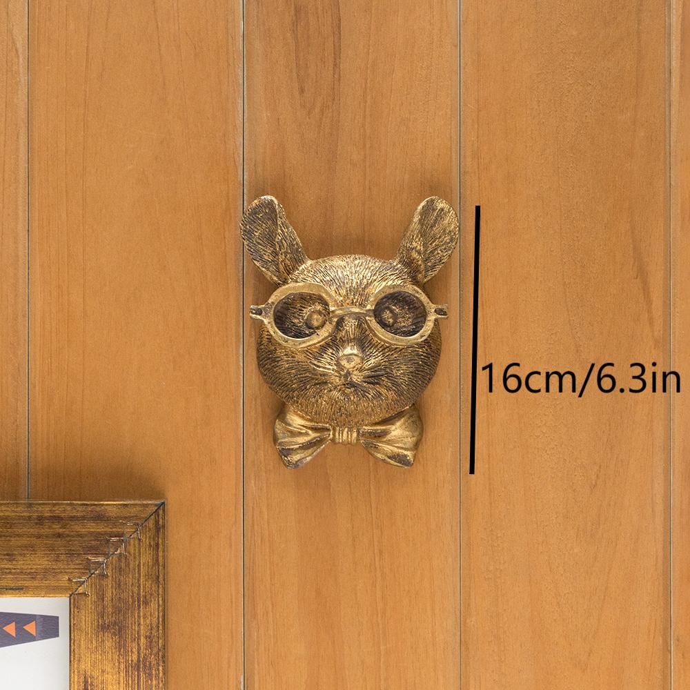 Antique Bronze Resin Animal Pendant Golden Deer Head Wall Storage Hook Up Background Wall Accessories Decorative Figurines