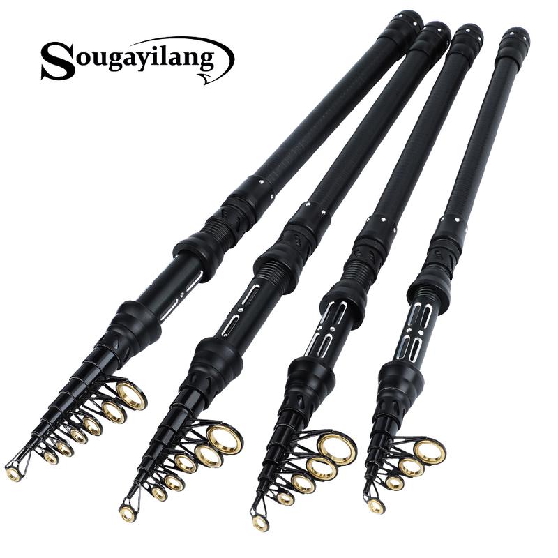 SOUGAYILANG Удочка из углеродного волокна, телескопическая удочка M Power, спиннинг, ручные рыболовные снасти, переносной светильник