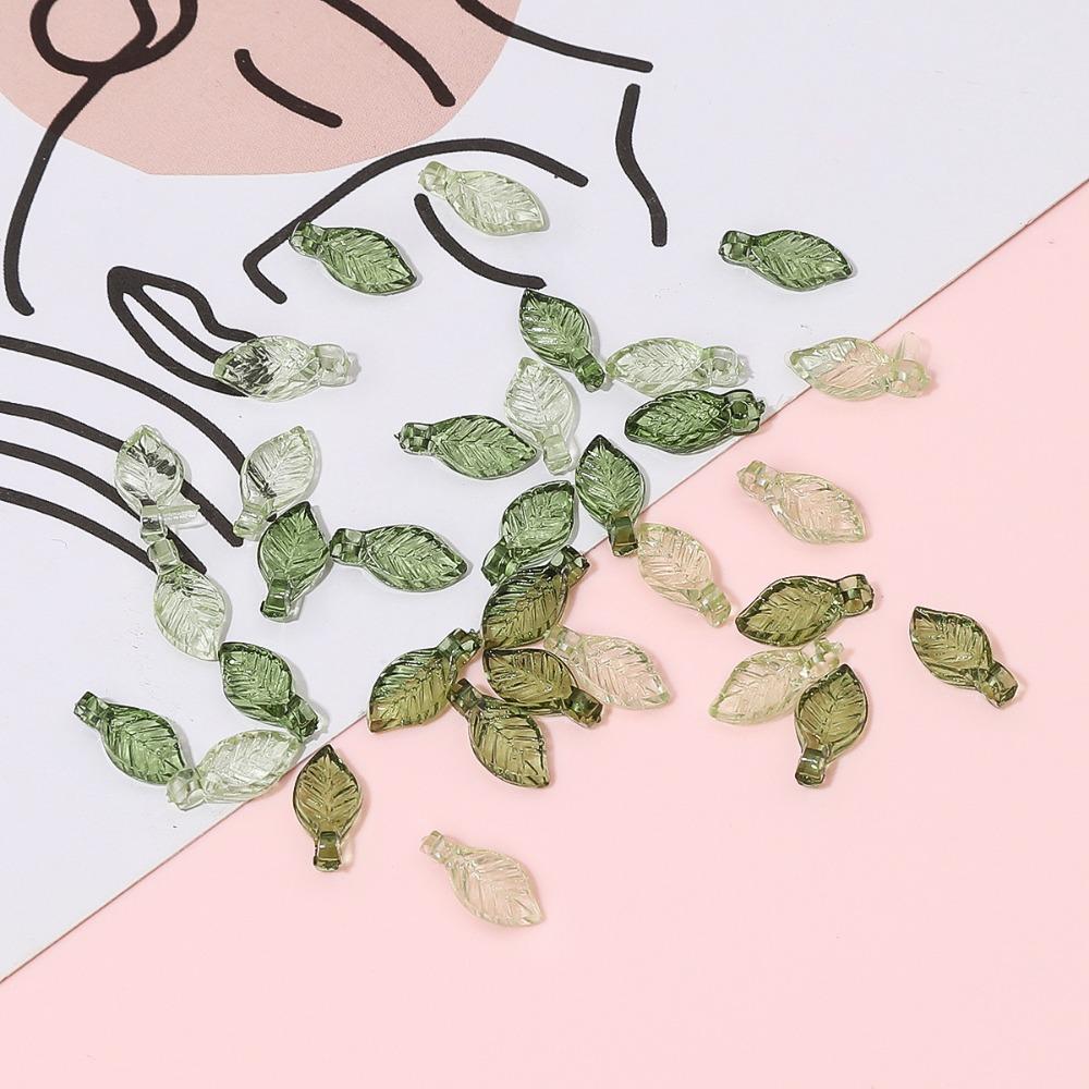 Transparent Green Transparent Leaf Shape Beads Charms Leaf Shape Beads Necklace Accessories