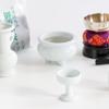 Buddhist altar set, plain white porcelain, 5 pieces + bell set, incense burner ash included, for 49th day memorial service, altar decoration