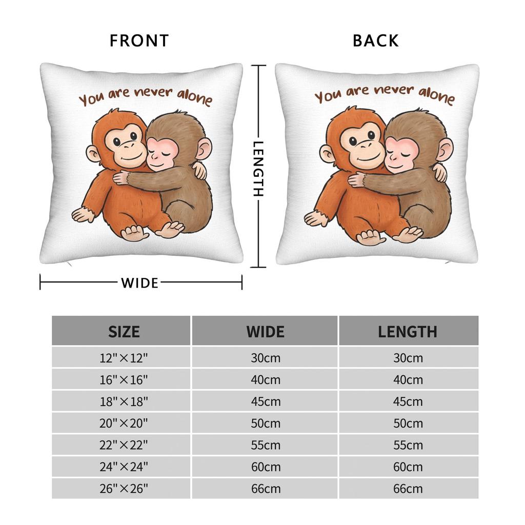 Monkey Punch Pillowcases Never Alone Funny Pillow Case For Office Car Home Decor Comfy Pillow Cover