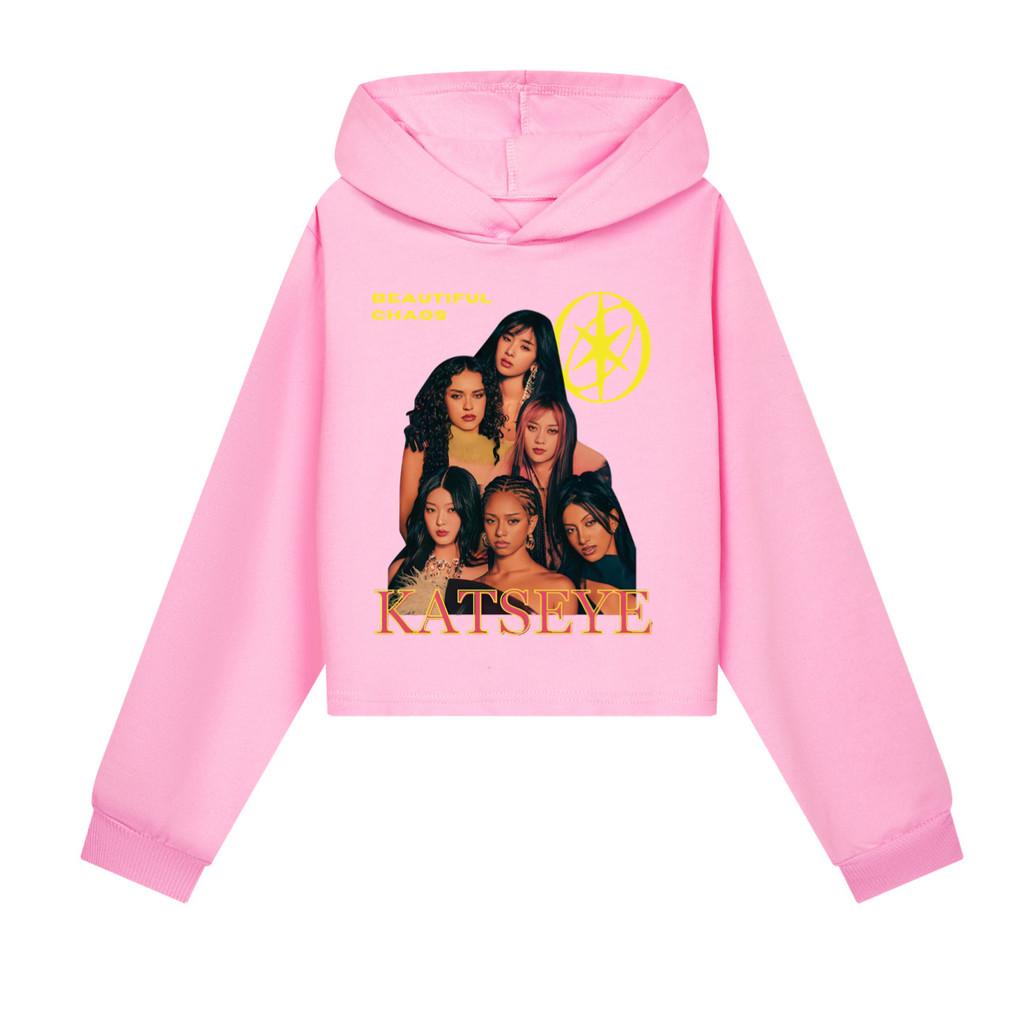 5346 Детские толстовки с длинными рукавами и принтом KATSEYE для девочек, осенне-зимние, повседневные