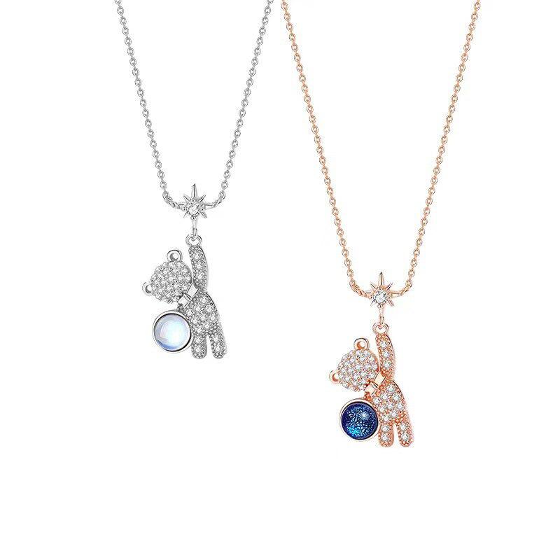 925 пробы стерлингового серебра медведь звезда подвеска ожерелье для женщин девочек ювелирные изделия для вечеринок колье воротник цепи ожерелье