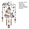Bat Moon Themed Decor Halloween Stained Glass Style Wind Chime, Acrylic Suncatcher Hanging Ornament with Ghost Black Cat Artistic Window Light