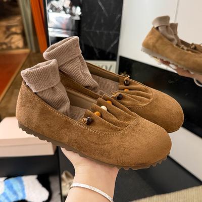 Модные плиссированные туфли-балетки с бисером, мягкая обувь для женщин, осень 2025, новинка, удобные лоферы с мелким вырезом, повседневные модные кроссовки из замши, zapatillas