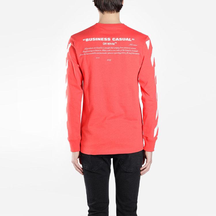 Off-White Футболка с длинным рукавом с принтом, мужские топы, красная OMAB001F181850112030