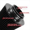 3-inch Cold Air Intake Filter 76mm, High Performance Clamp-On Engine Black