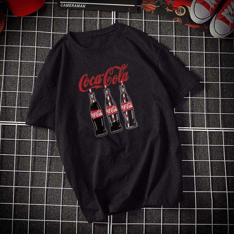 Pure cotton Coca-Cola joint commemorative short-sleeved T-shirt Youth Hong Kong style brand ins large size men and women couples versatile