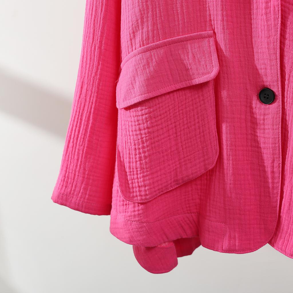 Dimanaf 2025 Plus Size Women New Autumn Linen Basic Jacket Casual Coat Solid Oversize Fashion Long Sleeve Vintage Loose Tops