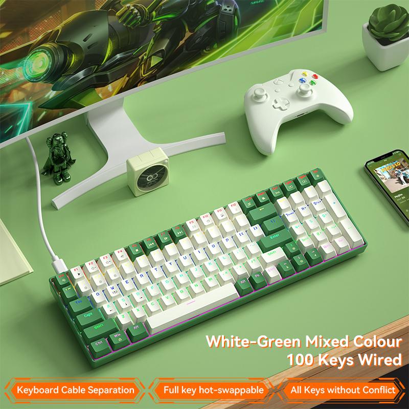 New Arrival 100 Keys Red Switch Hotswap Trading Wired Gaming Mechanical Keyboard for Desktop Laptop