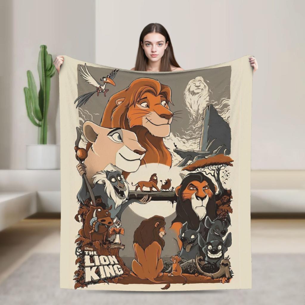 Lion King Blanket Funny Cartoon Simba Fleece Funny Warm Throw Blankets for Home Autumn/Winter