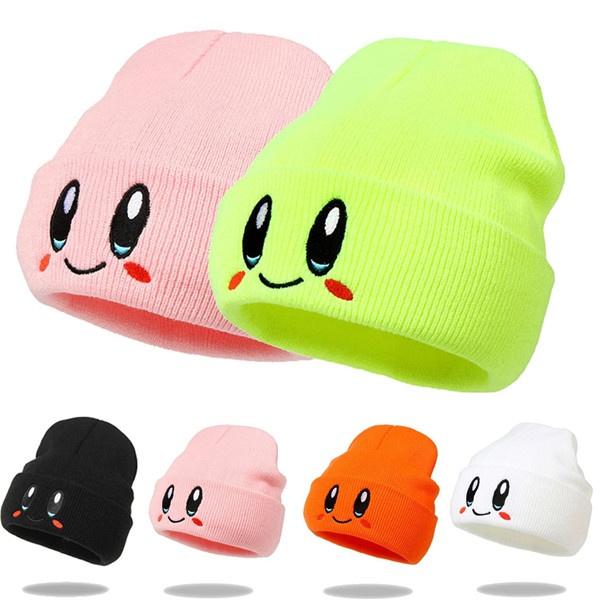 Kawaii Kirby Hat с милым лицом и глазами, теплая вязаная шапка для косплея, унисекс, шляпа для взрослых и детей, хип-хоп, осенне-зимний подарок, YSL