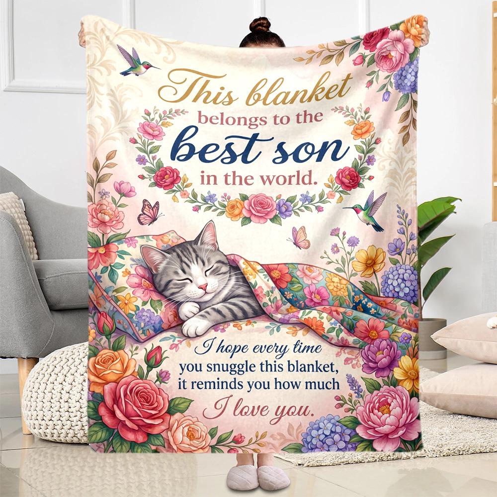 Floral Blanket Son Blanket Comfortable Suitable for Couch Livingroom Picnics for All Occasions Digital Print Birthday Christmas Gift Blanket
