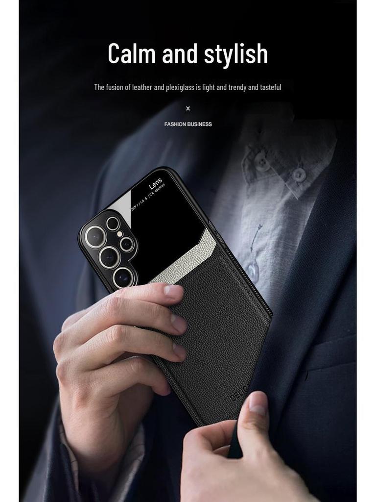 Совместимый чехол для телефона Samsung: S24 Ultra, S23 FE, S25, A53, A72, A34 - Отделка с текстурой кожи, Note 20+