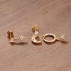 3PCS New Design Stainless Steel CZ Zircon Star Moon Stud Earring Set For Women Punk Unisex Rock Earring Statement Jewelry aretes