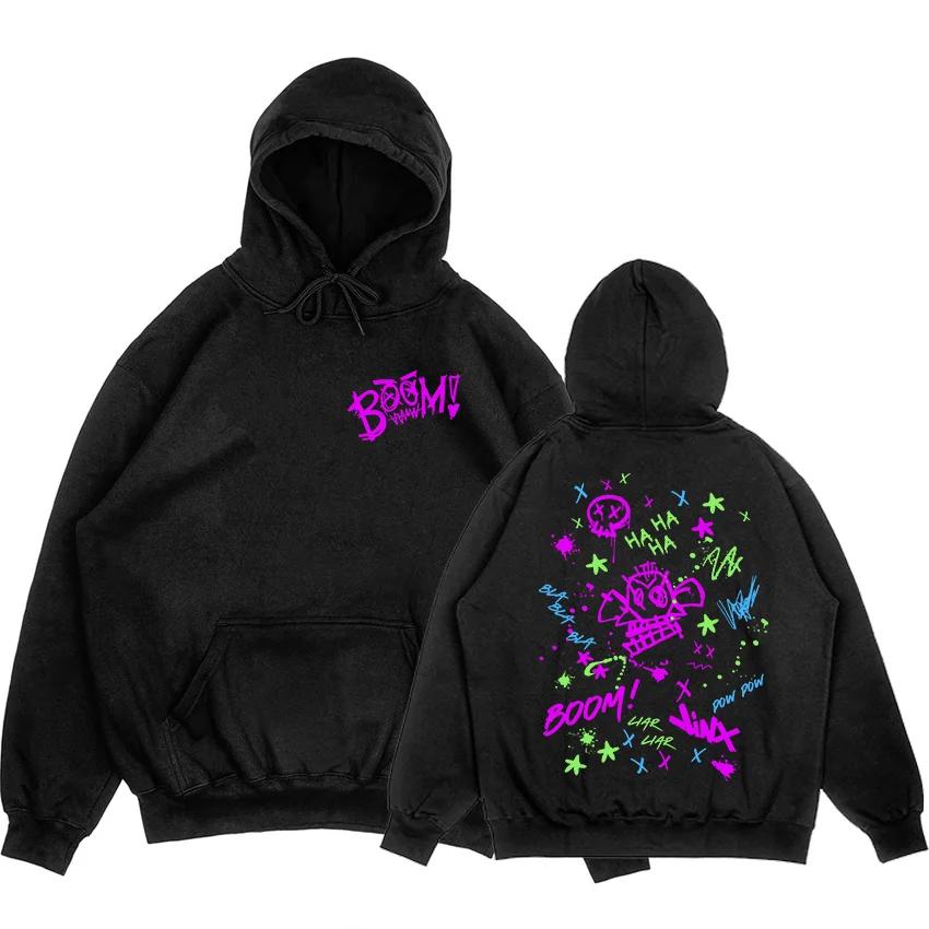 Аркейн Джинкс Бум Обезьяна Худи с Длинным Рукавом Мужские Женские Толстовки Видеоигра Мода Печать Пуловеры Moletom Masculino Унисекс