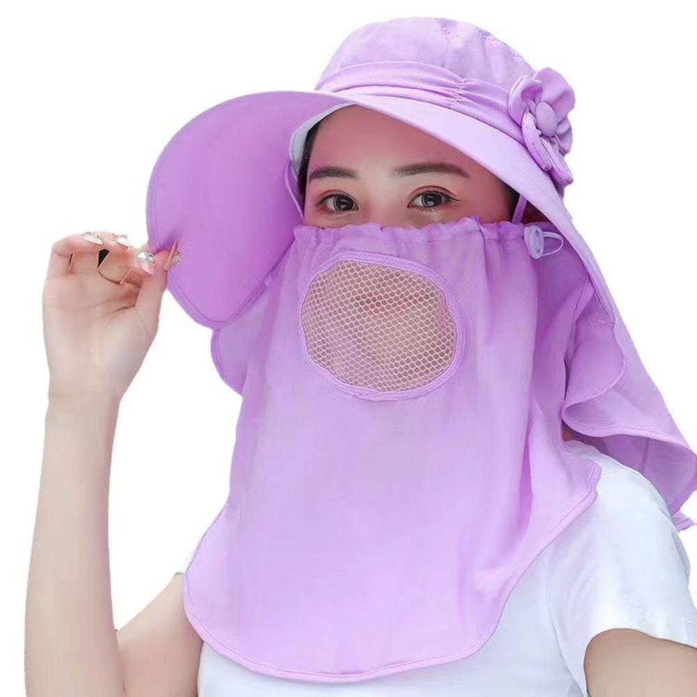 Защита шеи Женская шляпа от солнца Маска для лица Солнцезащитная шляпа-панама Дышащая шляпа для сбора чая Альпинизм