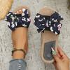 Women's Fashionable Non-Slip Wear-Resistant College Vacation Beach Style Bright Diamond Flower Flat Heel Flip Flops