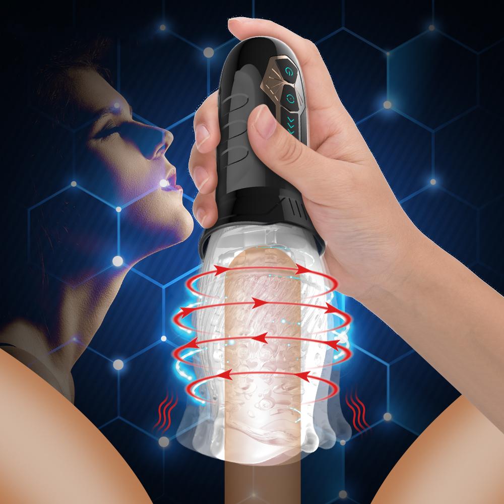 Новый мужчина 5 скоростей вращения 10 режимов Вибрационный мастурбатор Настоящий минет Glans Trainer Массаж пениса Мужской мастурбатор Glans Vibrator Мужской секс-игрушка