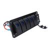 5 Gang Rocker Switch Panel with 4.8A Dual USB Charger Voltage Meter Universal Fit for DC12 To 24V Car Truck RV