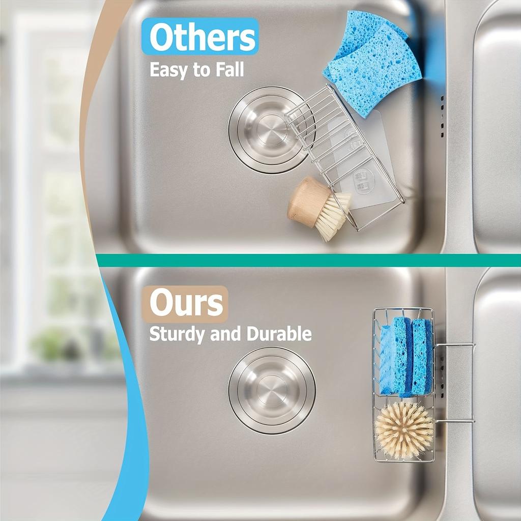 1 шт., держатель для губки для раковины, супер прочный дизайн с крючками, органайзер для кухонной раковины для салфетки для посуды, слив для жидкости для мытья посуды с мылом