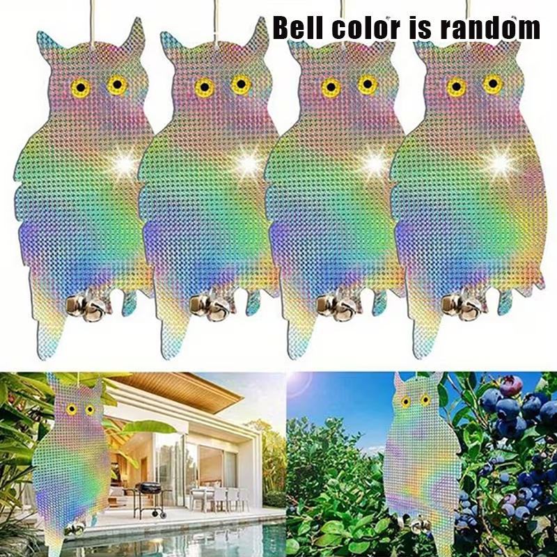 1/2/4/6Pcs Reflective Owl Fake Hawk, Plastic Hanging Reflective Bird Repeller, Outdoor And Garden Decorative Wind Chime
