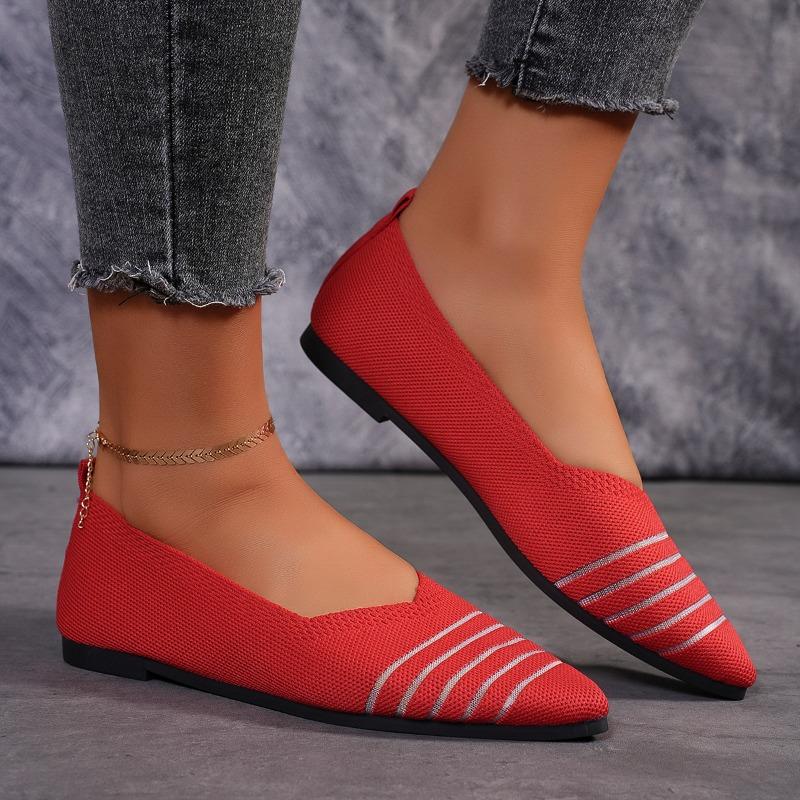 2024 New Women's Shoes High Quality Pointed Toe Shallow Mouth Women's Flat Shoes Cloth Slip-on Flat Heel Women's Flat Shoes