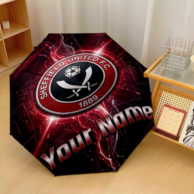 Автоматический 3-складной зонт Sheffield United FC, 8 ребер, ветрозащитный, складной, защита от солнца и дождя, для путешествий на открытом воздухе, для ежедневного использования