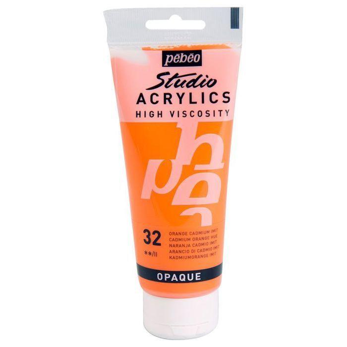 Acrylic Paint - Pébéo - Studio - Cadmium Orange - 100 Ml - Satin - Mixed