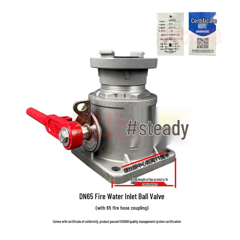 Fire Truck Water Inlet Ball Valve for Sprinkler and Tank Trucks, DN50/DN65
