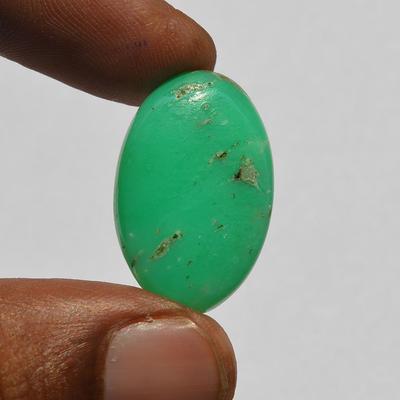 Драгоценный камень хризопраз - натуральный кабошон хризопраза, товары для рукоделия, изготовление ювелирных изделий, 20 карат, овальная форма, 27x17x5 мм