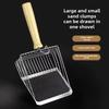 Metal Cat Litter Scoop with Wooden Handle, 2-in-1 Fine Mesh for Clumping/Bentonite Litter, Durable Stainless Steel Sifter Shovel for Pets