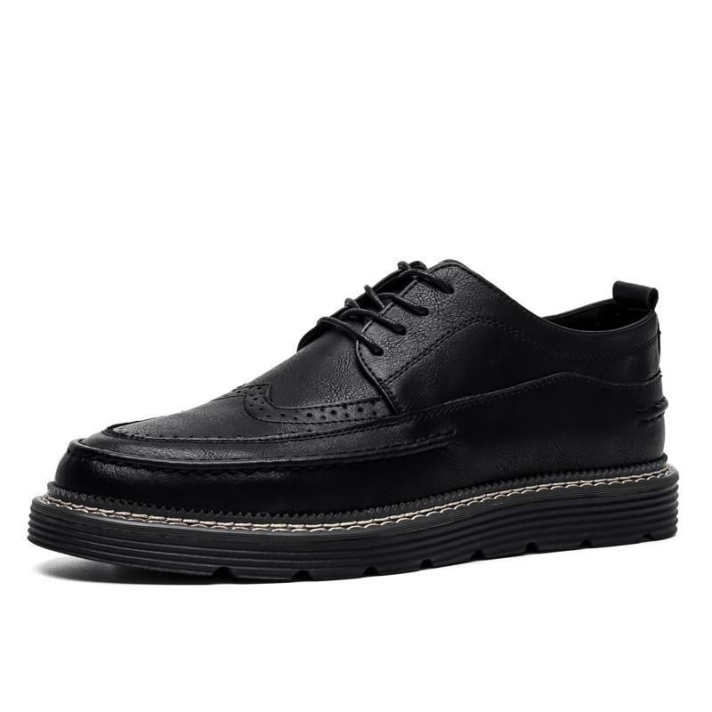 Spring Brock Men's Small Leather Shoes Men's Casual Leather Shoes British Retro Men's Shoes Breathable