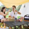 Folding Camping Table Black Spacious Storage Basket 47.24in Carbon Steel Portable Roll Up Outdoor Table for Backyard BBQ Party