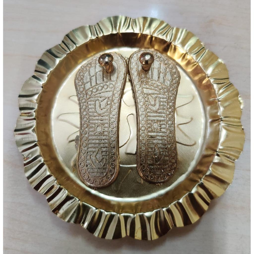 @ Индийская традиционная Шри Ма Лакшми Чаран Падука с тарелкой 25 г L491 Zr-3021-60% Скидка