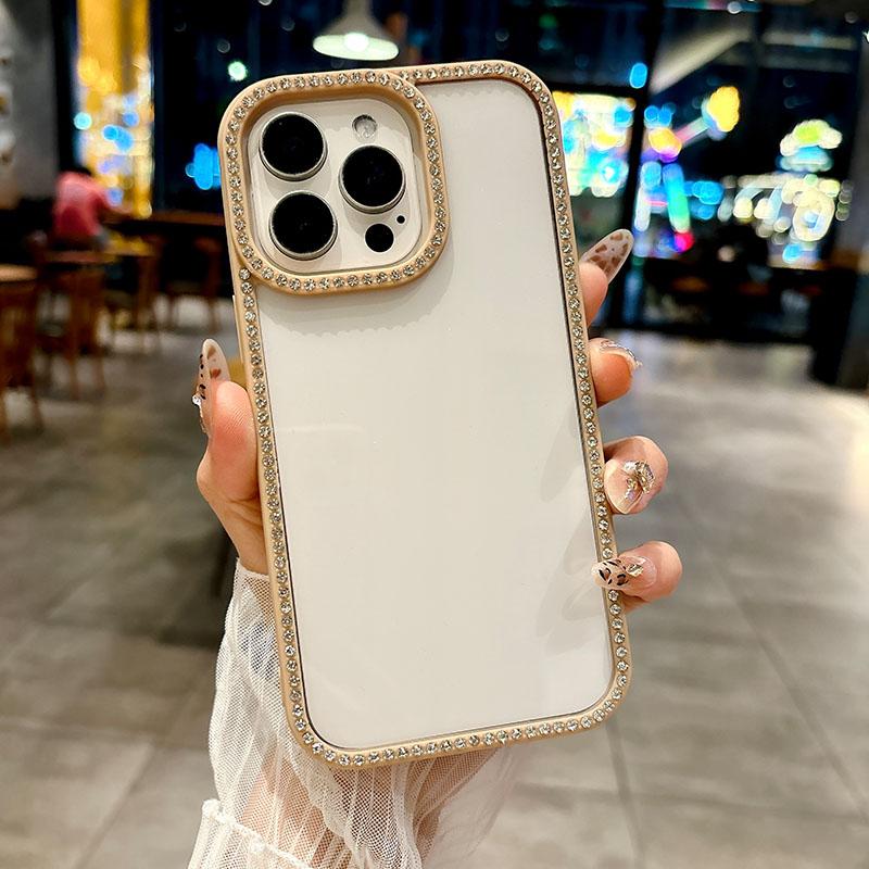 Прозрачные чехлы для телефона с бриллиантами для IPhone 17 16 15 14 13 12 11 Pro Max Задняя крышка со стразами