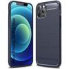 Protective Case - PROSHOP - for iPhone 12 Pro Max - Flexible - Carbon Fiber - Navy Blue