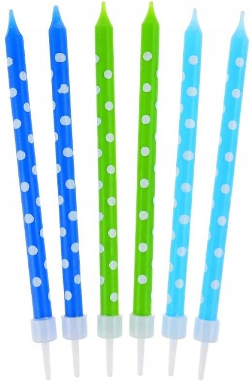 Birthday Candles 24/24, Blue Dots, 1 Pack